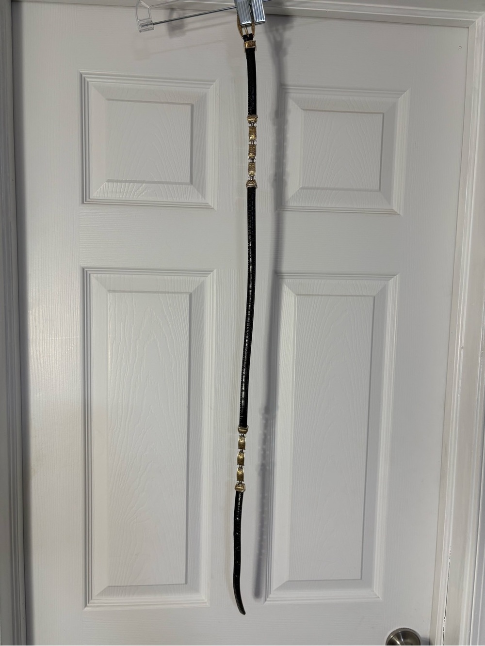 Talbots Black Skinny Belt with Gold Accents